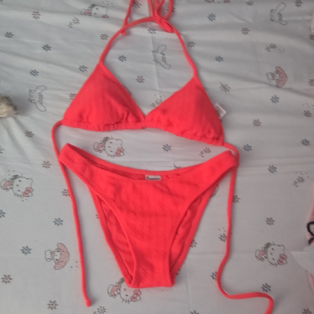 No Boundaries Girls Neon Coral Two-Piece Bikini